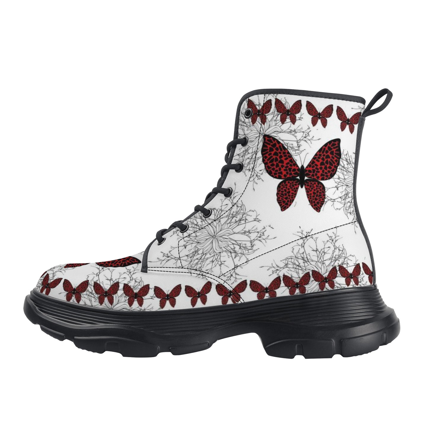 Burgandy flower boots