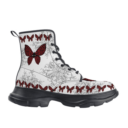 Burgandy flower boots