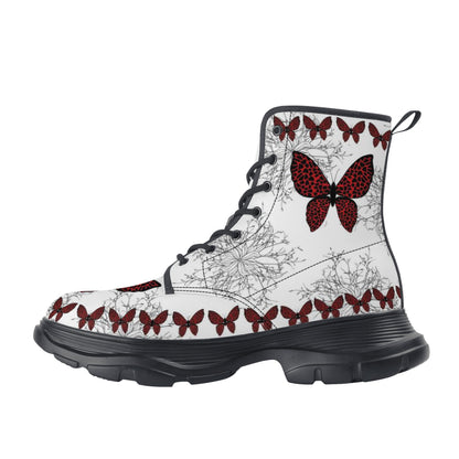 Burgandy flower boots