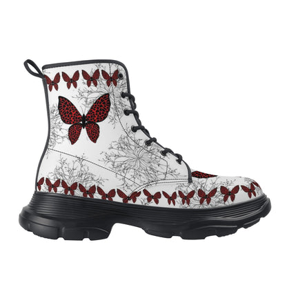 Burgandy flower boots