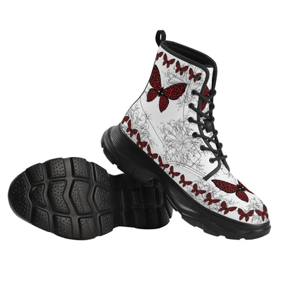 Burgandy flower boots